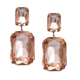 Dark Sparkle Pink Geometric Stone-Studded Drop Earrings