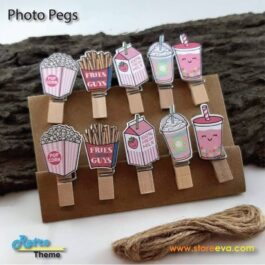 Set of 2 Photo Pegs Retro Theme & Food Theme 20 Pcs