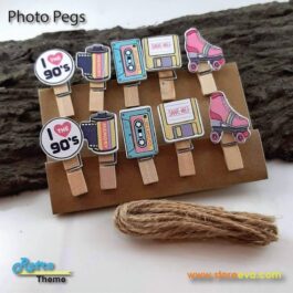 Set of 2 Photo Pegs Retro Theme & Food Theme 20 Pcs