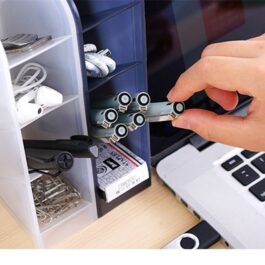 4 Grid Desktop Pen Cum Cosmetic Holder (Random Color)