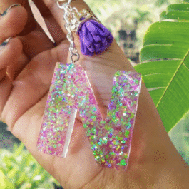 Custom Keychain, Keychain, Resin Keychain, Resin, Sparkle Keychain, Glitter Keychain, Cute Keychain, Key Chain, Resin Art, Alphabet Keychain (Letter N)