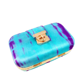Boho Tie & Dye Evening Metal Clutch Blue & Violet