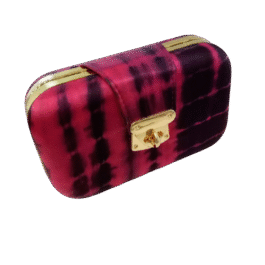 Boho Tie & Dye Evening Metal Clutch Maroon & Black