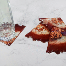 Agate inspired Resin Coaster Set with Gold Flakes – set of 4