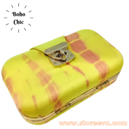 Boho Tie & Dye Evening Metal Clutch Orange & Yellow