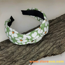 Green Daisy Floral Flower Headband for Women, Turban Headband, Women’s Accessory, Wide headband, Knot Headband, Hair band, Girls headband, Fashion headband