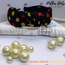Twisted Knot Polka Dot Headbands for Women ( Black )