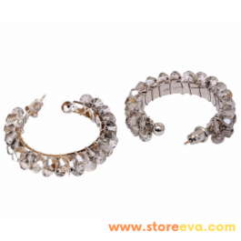 Crystal Hoops with Shiny Glass Rhinestones. Lightweight Statement Hoop Earrings. Trendy Jewellery (Crystal).