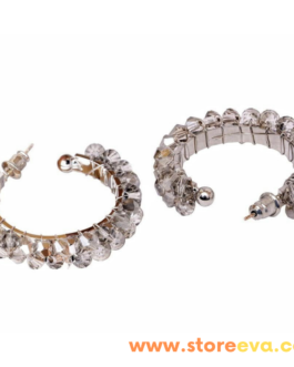 Crystal Hoops with Shiny Glass Rhinestones. Lightweight Statement Hoop Earrings. Trendy Jewellery (Crystal).