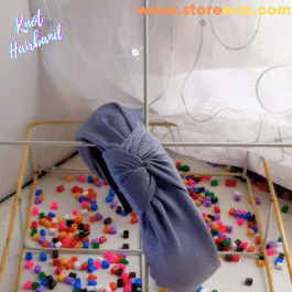 Solid colour fabric knotted headband, stylish fashion hairband, Headbands for women Grey Blue