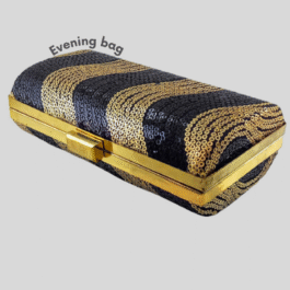 Sequence Metal Clutch with gold and black sequence