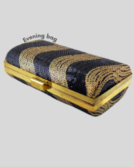 Sequence Metal Clutch with gold and black sequence