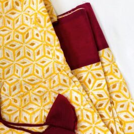 Breezy yellow coloured block printed Short Dress