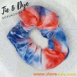 Tie – Dyed Large Format Scrunchies in high tones of Red & Blue