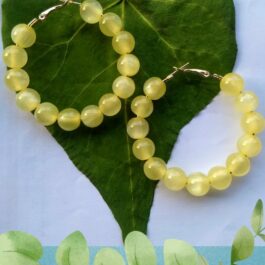 Handmade Faux Golden Jade Gold Hoop Earrings