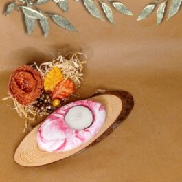 Concrete Tea Light Holder Pink Marble Finish