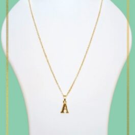 Initial Necklace, Letter Charm Necklace Gold Tone