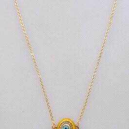 Evil Eye Asymmetric Necklace With Crystals Yellow