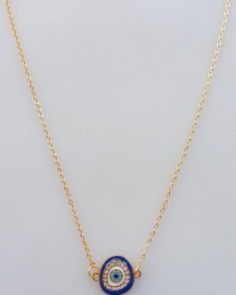 Evil Eye Asymmetric Necklace With Crystals Blue