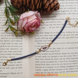 Vegan Leather strap bracelets with evil eye ( Blue )