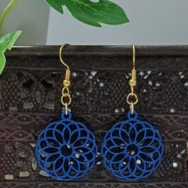 Round Mandala Earrings – Blue