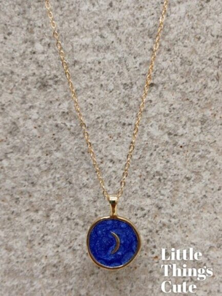 Moon Enameled Round Pendant Charm