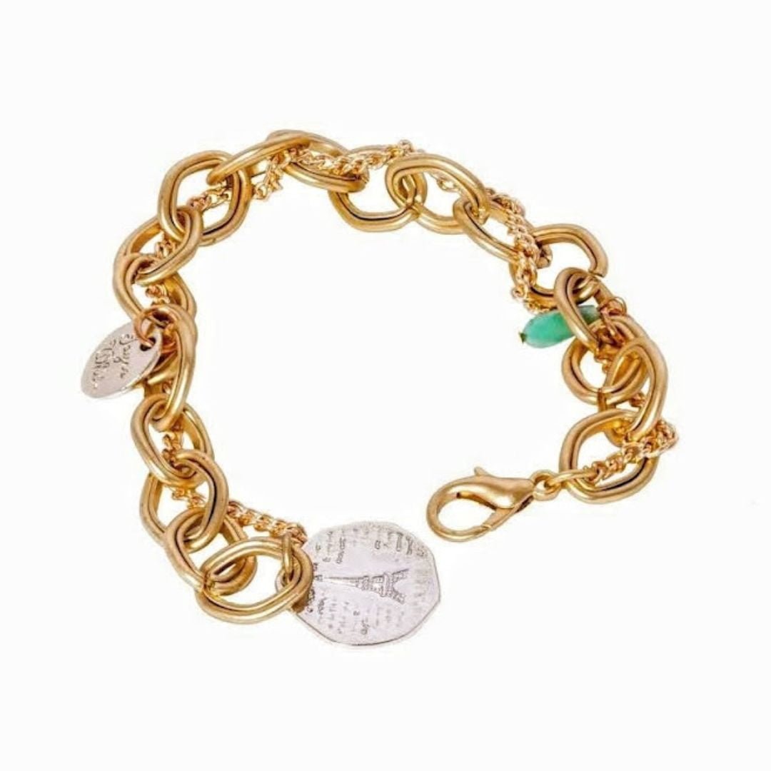 Disc Charm Bracelet - Brushed Gold Finish - Image 2