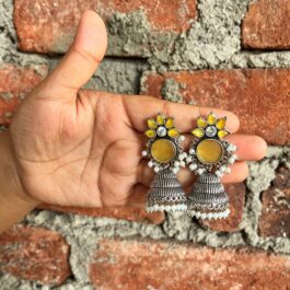 Radha – Radiant Yellow Floral Jhumka Earrings