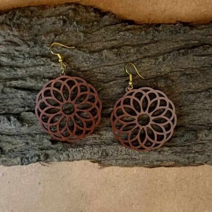 Wooden Earrings - Mandala flower - Image 2