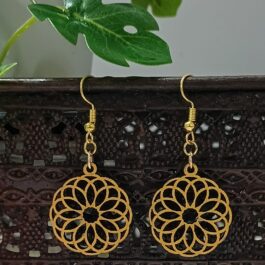Round Mandala Earrings – Yellow