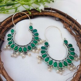 Amaira Emerald Chandbalis: Regal Stone Earrings