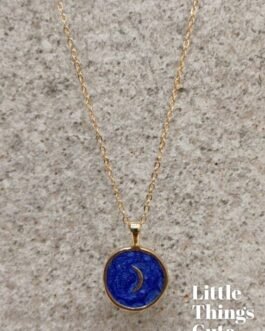 Moon Enameled Round Pendant Charm