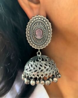 Zoya – Oval Jhumka with Lilac Stone