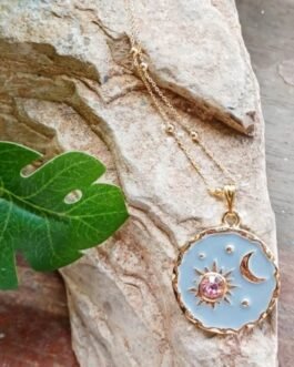 Gold Enameled Round Pendant Charm