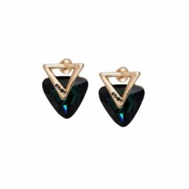 Violet Crystal Studs in Gold TriGem Geometric Design