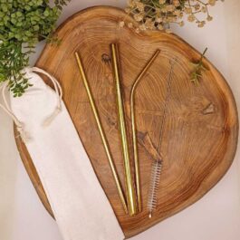 Gold-Tone Reusable Metal Straws