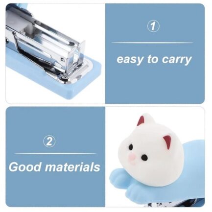 Cute Silicone Cat Stapler – Mini Blue Desk Stapler for Kids & Office - Image 8