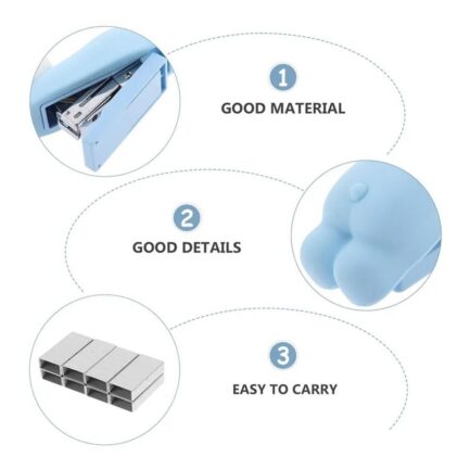 Cute Silicone Cat Stapler – Mini Blue Desk Stapler for Kids & Office - Image 7