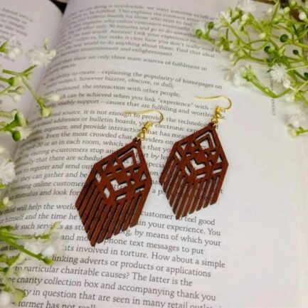 Wooden Earrings - Geometric Design - Image 3