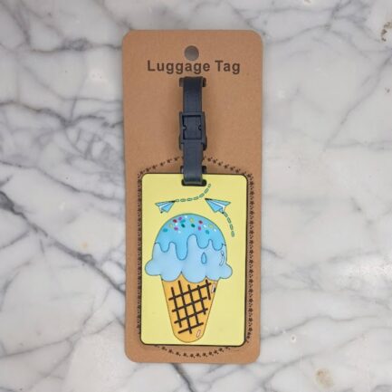 Ice Cream Cone Luggage Tag - Blue - Fun & Colourful Travel Identifier