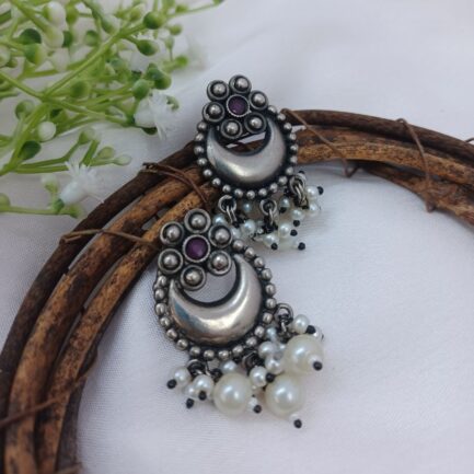 Indu - Antique Oxidised Chandbalis - Image 2