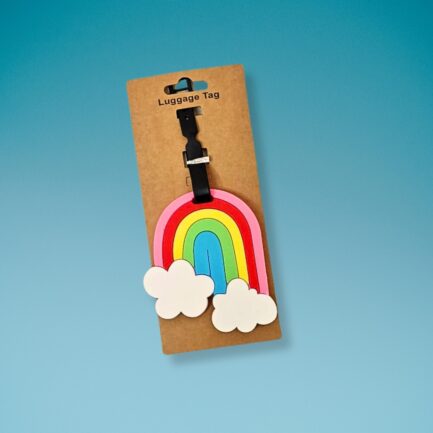 Rainbow Luggage Tag with Clouds - Bright Travel Identifier - Image 2