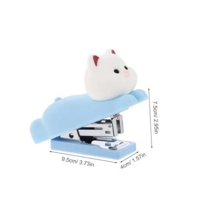 Cute Silicone Cat Stapler – Mini Blue Desk Stapler for Kids & Office - Image 3