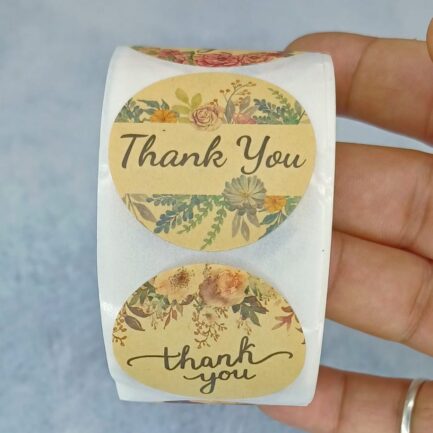 Thank You Stickers - 500 Round Floral - Image 2