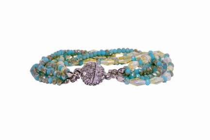 Twilight Lagoon Beads Bracelet with Turquoise & Gold Strands