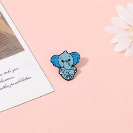 Baby Elephant Enamel Pin – Cute Blue Elephant Design