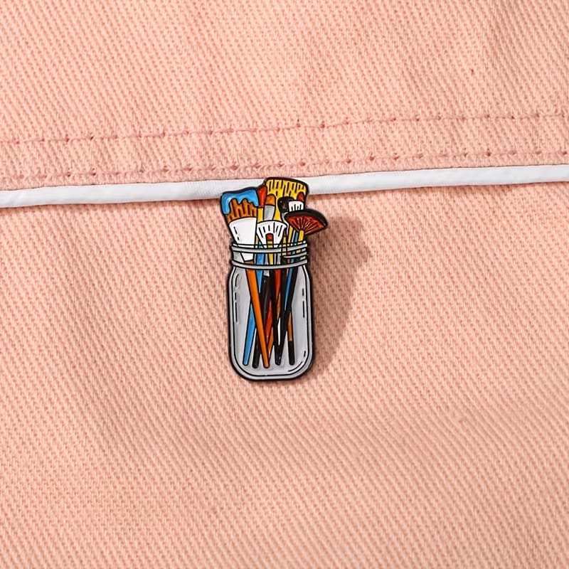 Paint Brush Jar Enamel Pin – Cute Artist-Themed Decorative Badge - Image 2