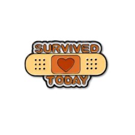 Survived Today Enamel Pin – Heart Bandage Design