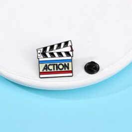 Action Enamel Pin – Colourful Movie Clapperboard Design