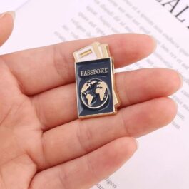 Passport Enamel Pin – Navy Blue Passport with Globe Design